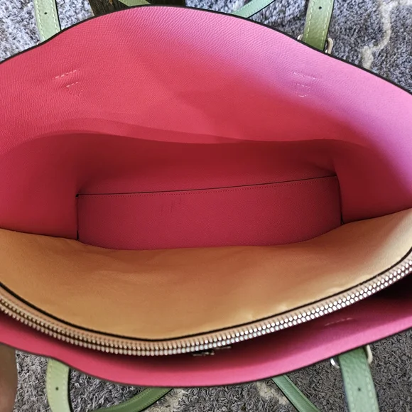 Coach Leather Tote — Mint Exterior with Pink Interior - Picture 7 of 10